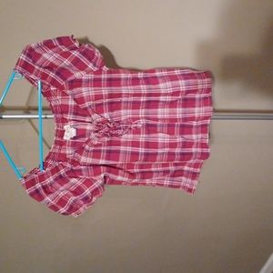 Juniors short plaid blouse